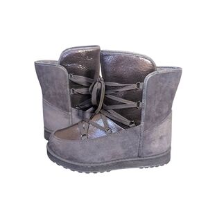Gray Fur Lined Snow Boots